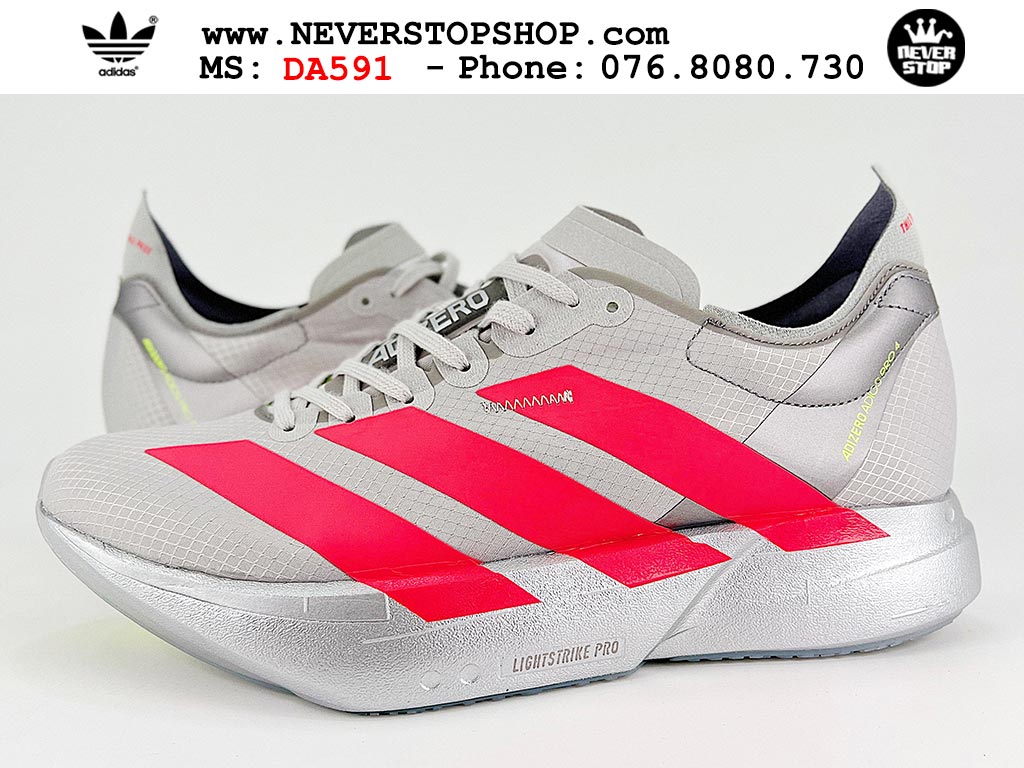 Giày tập gym Adidas Adizero Adios Pro 4 Xám Đỏ nam nữ mẫu mới nhất hàng đẹp chất lượng cao giá tốt tại NeverStop Sneaker Shop Giày chạy bộ nam nữ Adidas Adizero Adios Pro 4 Xám Đỏ chuyên chơi thể thao tập gym đi bộ hằng ngày hàng best quality like auth NeverStopShop HCM