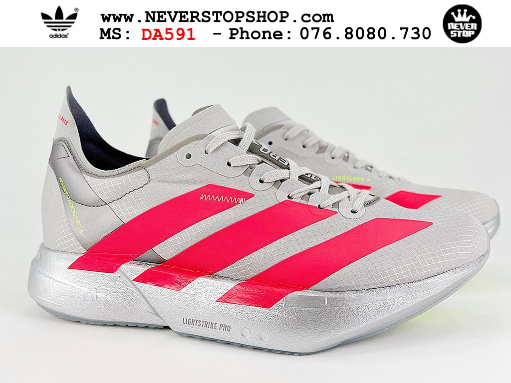 Giày tập gym Adidas Adizero Adios Pro 4 Xám Đỏ nam nữ mẫu mới nhất hàng đẹp chất lượng cao giá tốt tại NeverStop Sneaker Shop Giày chạy bộ nam nữ Adidas Adizero Adios Pro 4 Xám Đỏ chuyên chơi thể thao tập gym đi bộ hằng ngày hàng best quality like auth NeverStopShop HCM