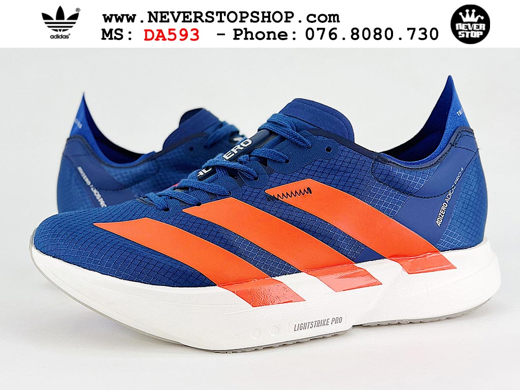 Giày tập gym Adidas Adizero Adios Pro 4 Xanh Dương Đỏ nam nữ mẫu mới nhất hàng đẹp chất lượng cao giá tốt tại NeverStop Sneaker Shop Giày chạy bộ nam nữ Adidas Adizero Adios Pro 4 Xanh Dương Đỏ chuyên chơi thể thao tập gym đi bộ hằng ngày hàng best quality like auth NeverStopShop HCM