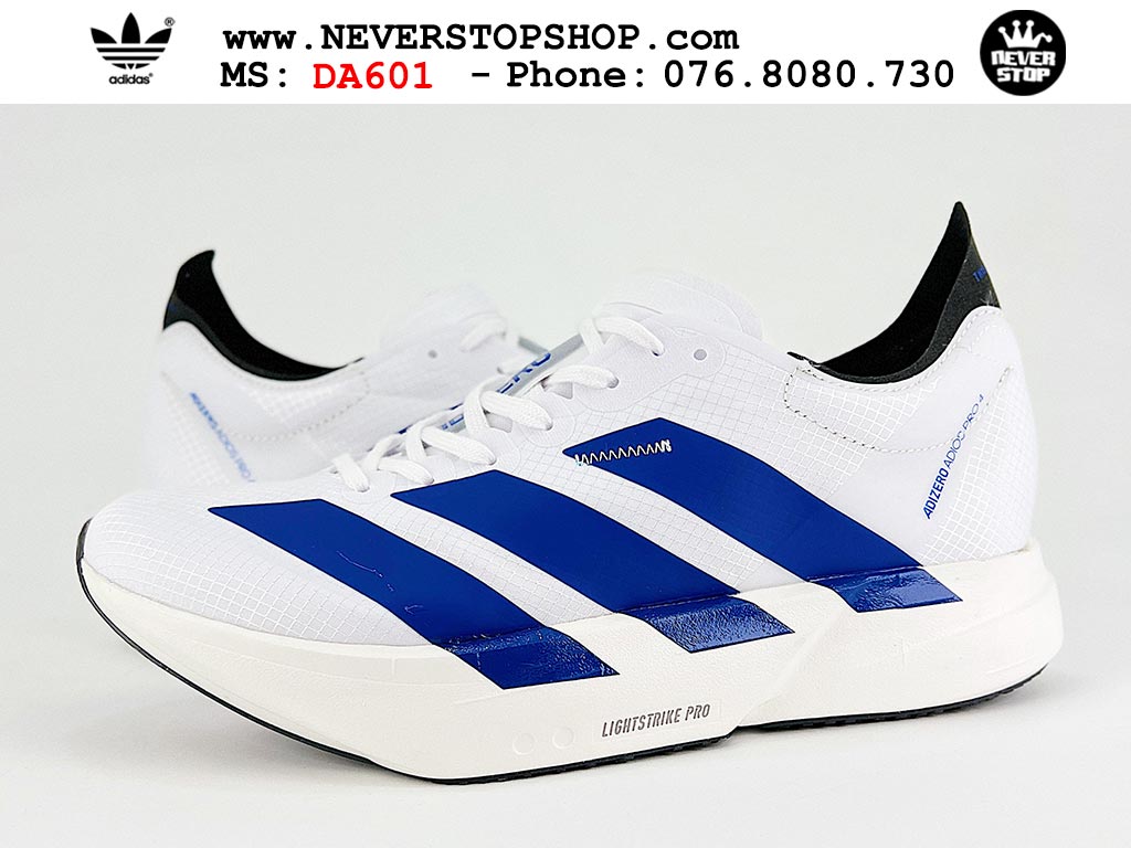 Giày tập gym Adidas Adizero Adios Pro 4 Trắng Xanh Dương nam nữ mẫu mới nhất hàng đẹp chất lượng cao giá tốt tại NeverStop Sneaker Shop Giày chạy bộ nam nữ Adidas Adizero Adios Pro 4 Trắng Xanh Dương chuyên chơi thể thao tập gym đi bộ hằng ngày hàng best quality like auth NeverStopShop HCM