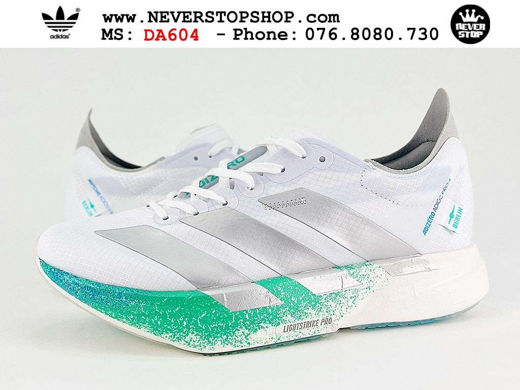 Giày tập gym Adidas Adizero Adios Pro 4 Trắng Xanh Ngọc nam nữ mẫu mới nhất hàng đẹp chất lượng cao giá tốt tại NeverStop Sneaker Shop Giày chạy bộ nam nữ Adidas Adizero Adios Pro 4 Trắng Xanh Ngọc chuyên chơi thể thao tập gym đi bộ hằng ngày hàng best quality like auth NeverStopShop HCM