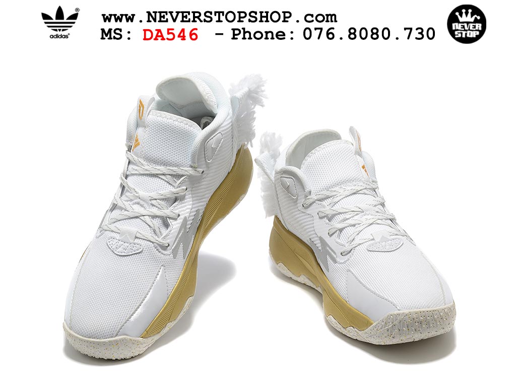 Giày bóng rổ nam nữ Adidas Dame 8 Trắng Vàng thể thao thoáng khí bản rep 1:1 chuẩn real chính hãng giá rẻ tốt nhất tại NeverStopShop.com