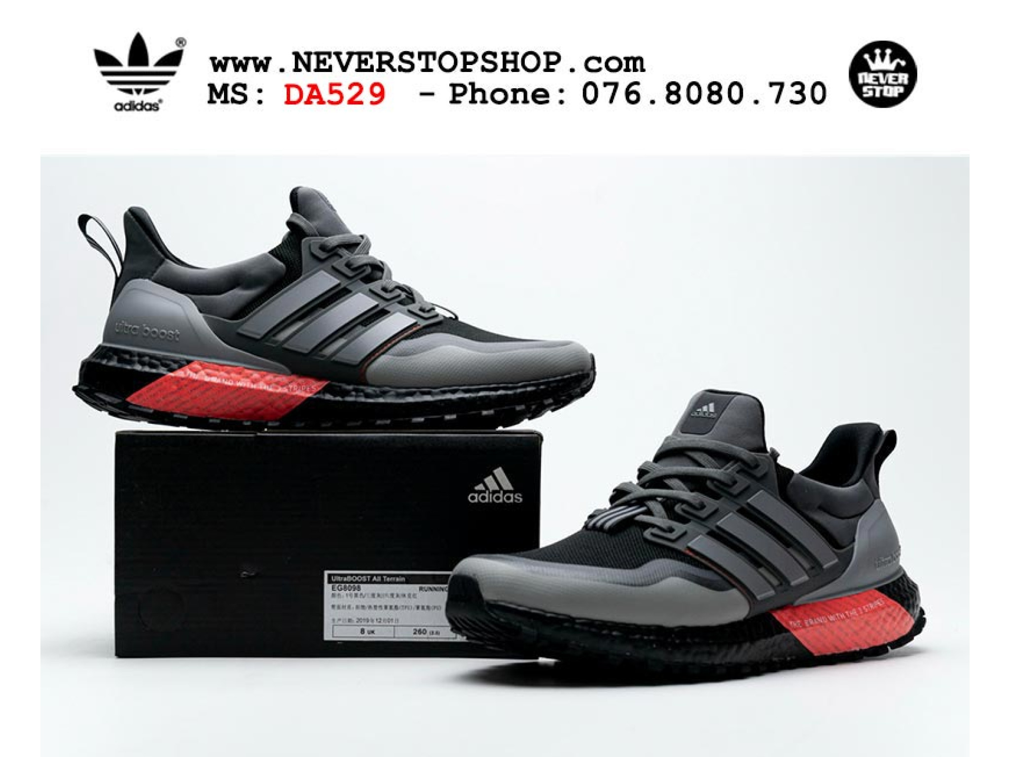 Giày thể thao ADIDAS ULTRA BOOST 4.0 GREY RED nam nữ ...