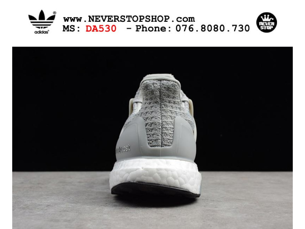 Giày chạy bộ Adidas Ultra Boost 4.0 Xám Trắng nam nữ hàng chuẩn sfake replica 1:1 real chính hãng giá rẻ tốt nhất tại NeverStopShop.com HCM 