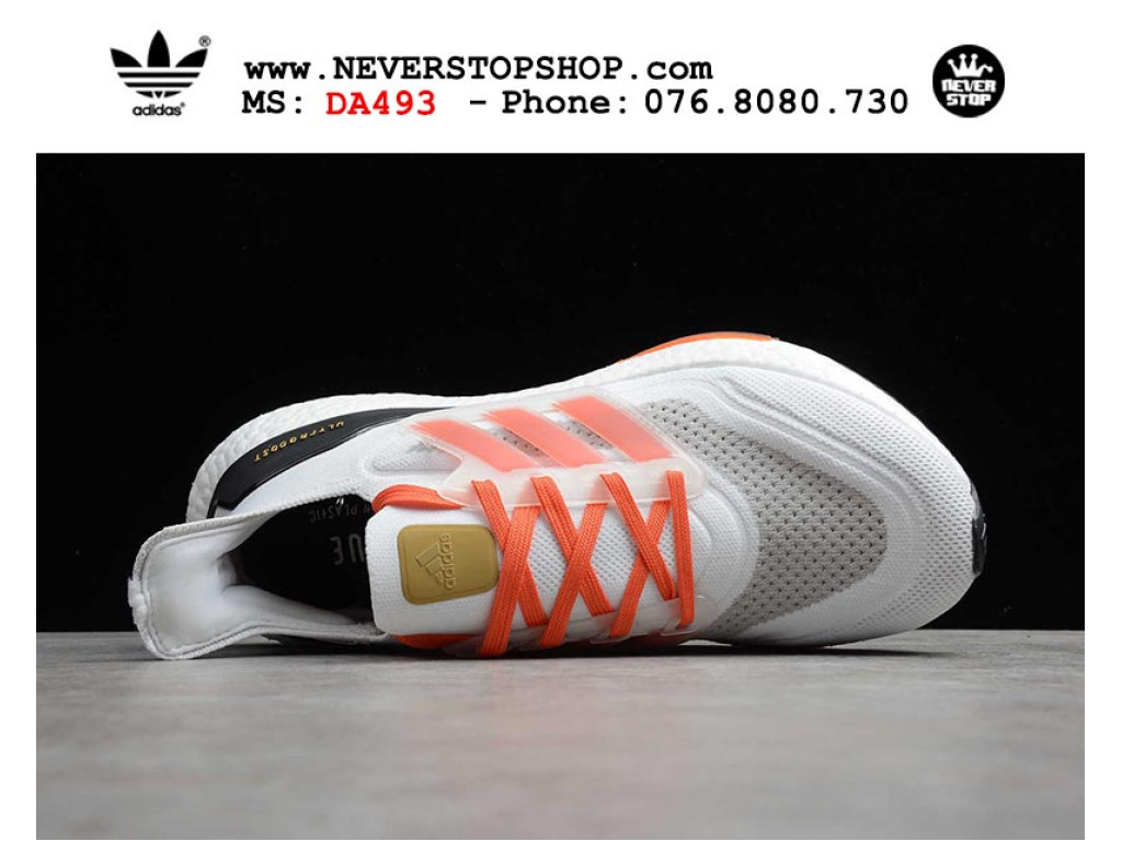 Giày chạy bộ Adidas Ultra Boost 7.0 Đen Trắng Cam nam nữ nhẹ êm thoáng khí sfake replica 1:1 real chính hãng giá rẻ tốt nhất tại NeverStopShop.com HCM