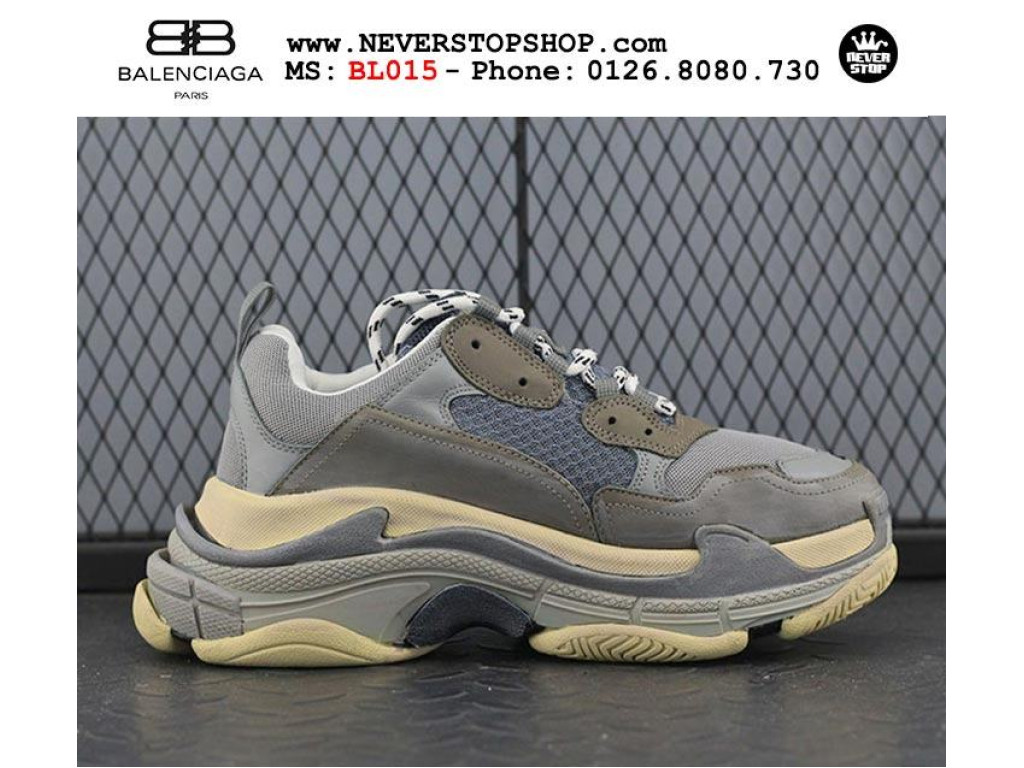 Giày Balenciaga Triple S Grey Silver nam nữ hàng chuẩn sfake replica 1:1 real chính hãng giá rẻ tốt nhất tại NeverStopShop.com HCM