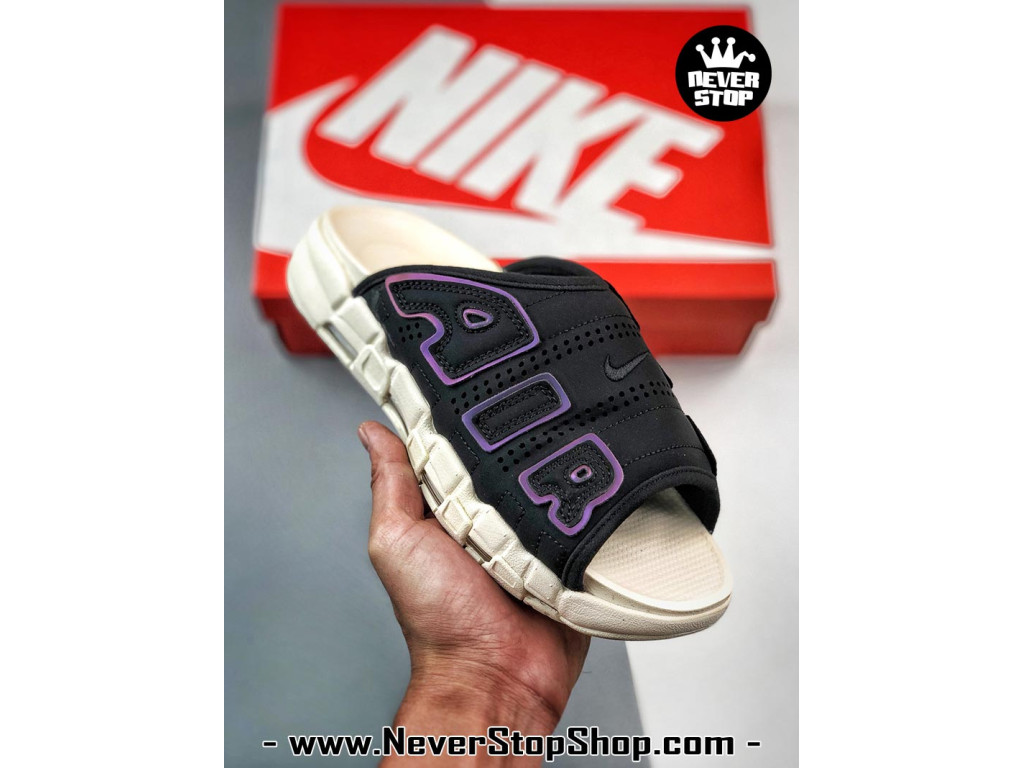 Dép nam nữ Nike Air Uptempo Slide Đen Trắng nhẹ êm chân thoáng khí bản rep 1:1 chuẩn real chính hãng giá rẻ tốt nhất tại NeverStop Sneaker Shop 