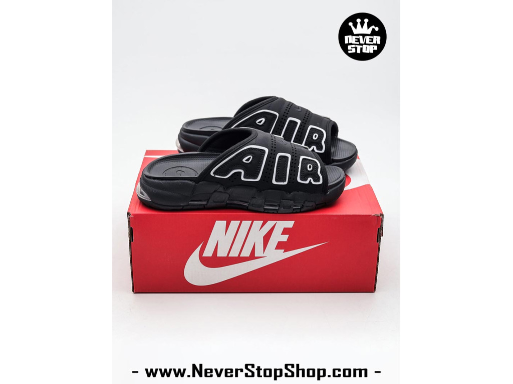 Dép nam nữ Nike Air Uptempo Slide Đen nhẹ êm chân thoáng khí bản rep 1:1 chuẩn real chính hãng giá rẻ tốt nhất tại NeverStop Sneaker Shop 