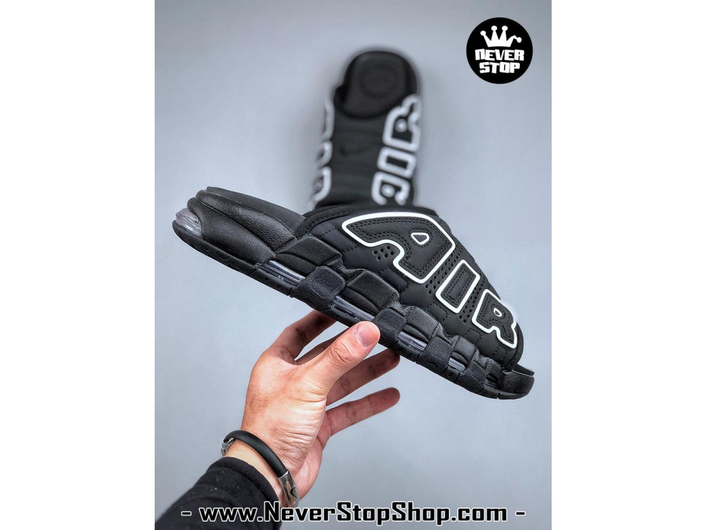 Dép nam nữ Nike Air Uptempo Slide Đen nhẹ êm chân thoáng khí bản rep 1:1 chuẩn real chính hãng giá rẻ tốt nhất tại NeverStop Sneaker Shop 