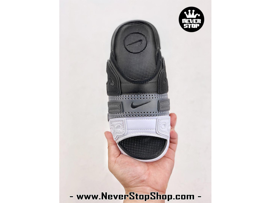 Dép nam nữ Nike Air Uptempo Slide Đen Xám nhẹ êm chân thoáng khí bản rep 1:1 chuẩn real chính hãng giá rẻ tốt nhất tại NeverStop Sneaker Shop 