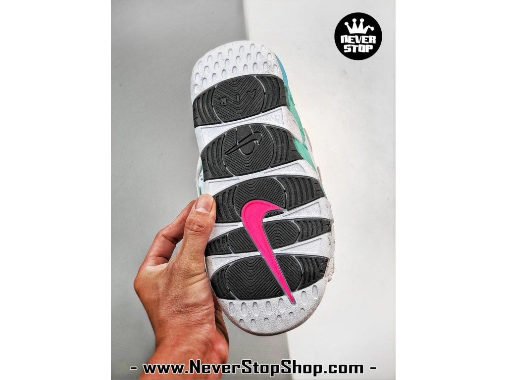 Dép nam nữ Nike Air Uptempo Slide Trắng Xanh nhẹ êm chân thoáng khí bản rep 1:1 chuẩn real chính hãng giá rẻ tốt nhất tại NeverStop Sneaker Shop 