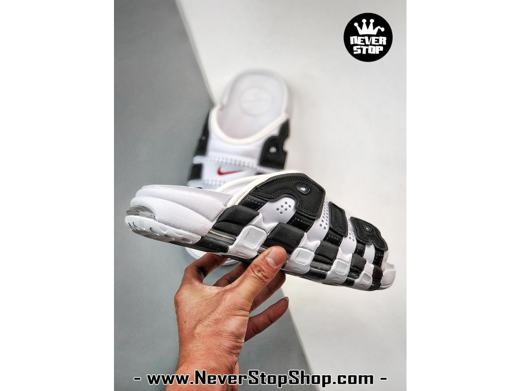 Dép nam nữ Nike Air Uptempo Slide Trắng Đen nhẹ êm chân thoáng khí bản rep 1:1 chuẩn real chính hãng giá rẻ tốt nhất tại NeverStop Sneaker Shop 