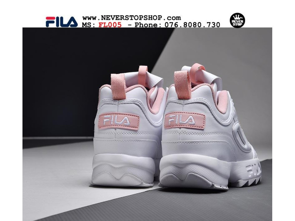Giày Fila Disruptor 2 White Pink nam nữ hàng chuẩn sfake replica 1:1 real chính hãng giá rẻ tốt nhất tại NeverStopShop.com HCM