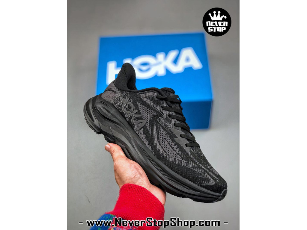 Giày chạy bộ siêu nhẹ êm Hoka Clifton 10 Đen nam nữ giá tốt tại NeverStop Sneaker Shop Giày thể thao chạy bộ Hoka Clifton 10 Đen Full nam nữ chuyên thể thao replica 1:1 like auth real chính hãng giá rẻ tốt nhất tại NeverStopShop.com HCM