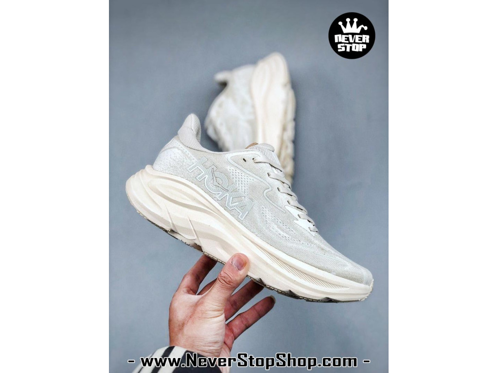Giày chạy bộ siêu nhẹ êm Hoka Clifton 10 Trắng Kem nam nữ giá tốt tại NeverStop Sneaker Shop Giày thể thao chạy bộ Hoka Clifton 10 Trắng Kem nam nữ chuyên thể thao replica 1:1 like auth real chính hãng giá rẻ tốt nhất tại NeverStopShop.com HCM