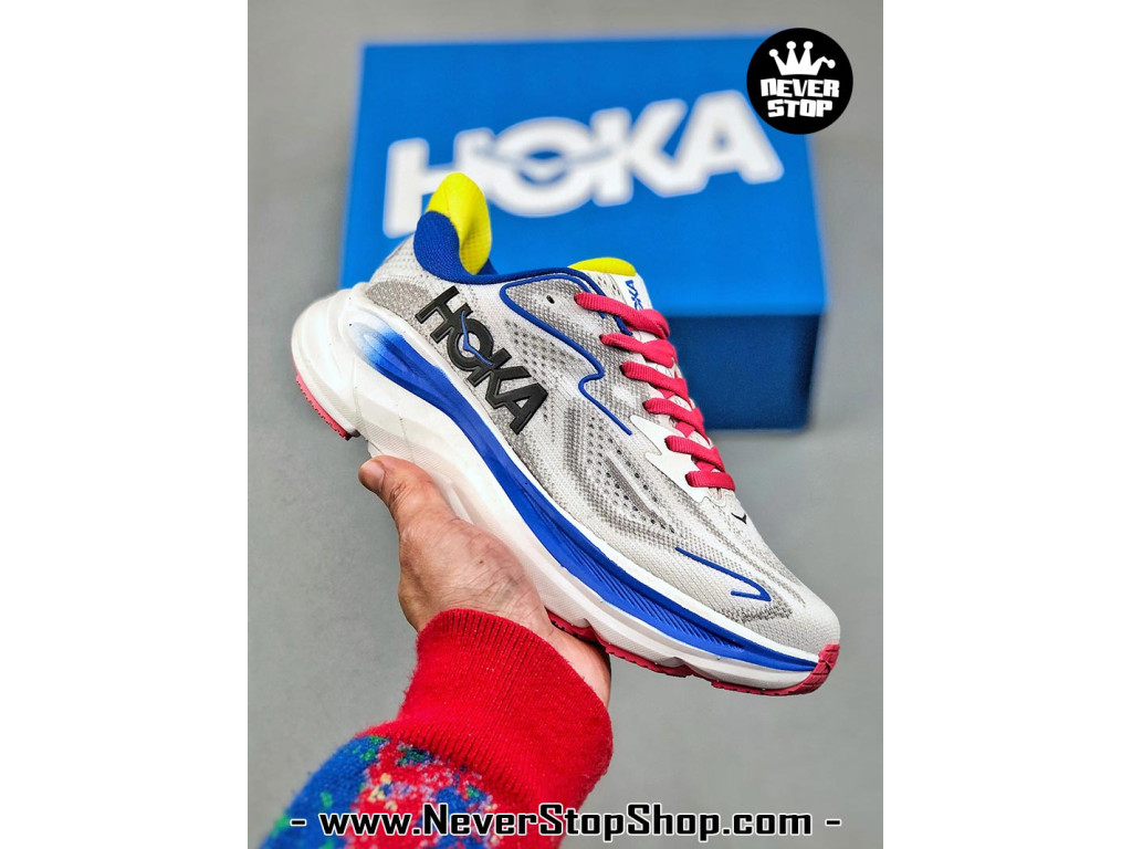 Giày chạy bộ siêu nhẹ êm Hoka Clifton 10 Xám Xanh Dương Đỏ nam nữ giá tốt tại NeverStop Sneaker Shop Giày thể thao chạy bộ Hoka Clifton 10 Xám Xanh Dương Đỏ nam nữ chuyên thể thao replica 1:1 like auth real chính hãng giá rẻ tốt nhất tại NeverStopShop.com HCM