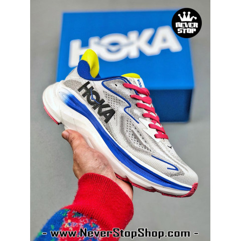 Hoka Clifton 10 Grey Blue Red