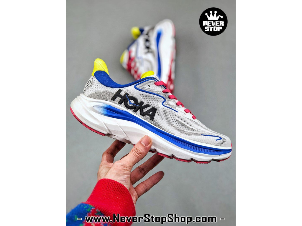 Giày chạy bộ siêu nhẹ êm Hoka Clifton 10 Xám Xanh Dương Đỏ nam nữ giá tốt tại NeverStop Sneaker Shop Giày thể thao chạy bộ Hoka Clifton 10 Xám Xanh Dương Đỏ nam nữ chuyên thể thao replica 1:1 like auth real chính hãng giá rẻ tốt nhất tại NeverStopShop.com HCM
