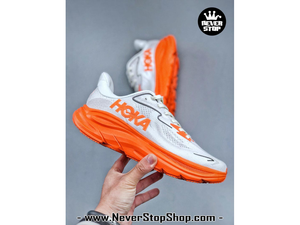 Giày chạy bộ siêu nhẹ êm Hoka Clifton 10 Xám Cam nam nữ giá tốt tại NeverStop Sneaker Shop Giày thể thao chạy bộ Hoka Clifton 10 Xám Cam nam nữ chuyên thể thao replica 1:1 like auth real chính hãng giá rẻ tốt nhất tại NeverStopShop.com HCM