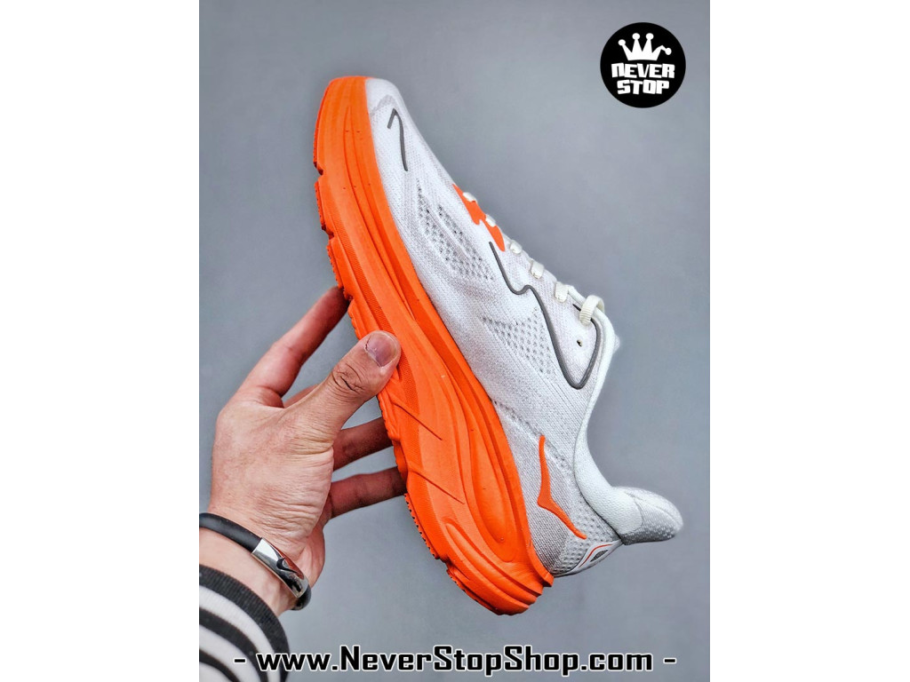 Giày chạy bộ siêu nhẹ êm Hoka Clifton 10 Xám Cam nam nữ giá tốt tại NeverStop Sneaker Shop Giày thể thao chạy bộ Hoka Clifton 10 Xám Cam nam nữ chuyên thể thao replica 1:1 like auth real chính hãng giá rẻ tốt nhất tại NeverStopShop.com HCM