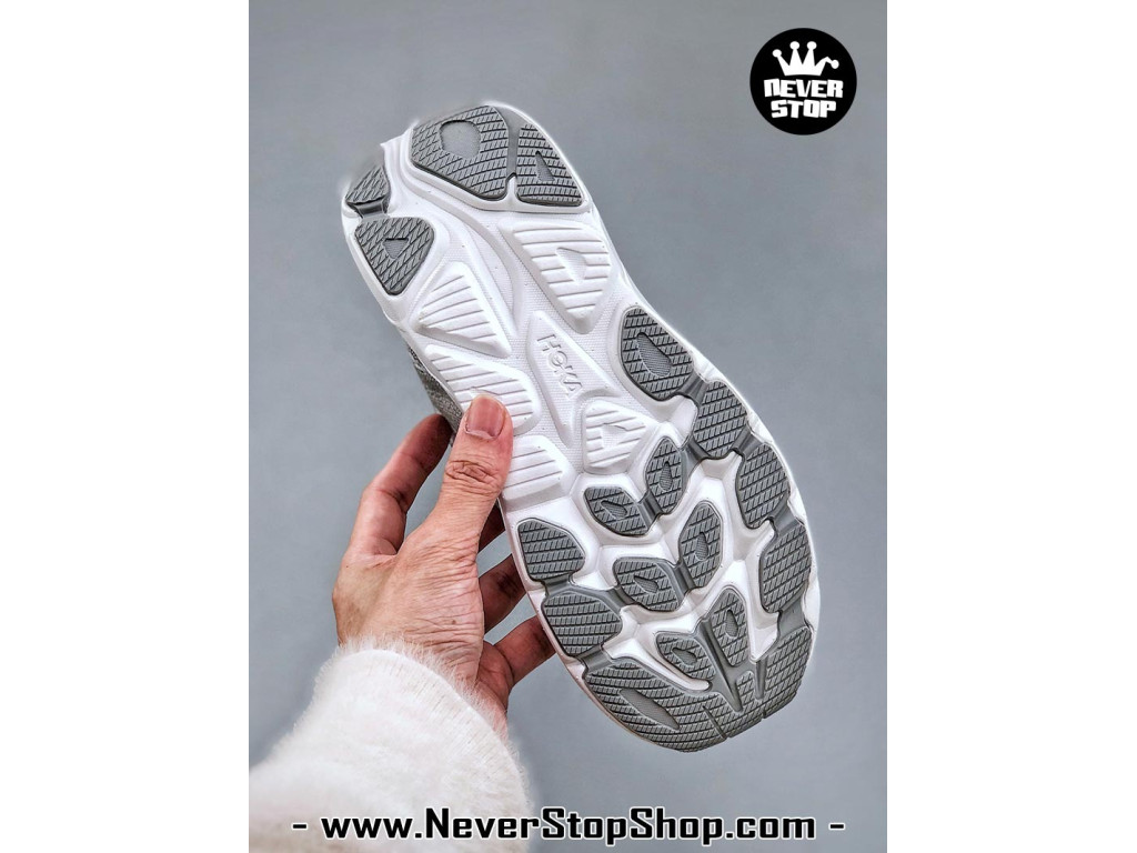 Giày thể thao chạy bộ Hoka Clifton 10 Xám Trắng nam nữ chuyên thể thao replica 1:1 like auth real chính hãng giá rẻ tốt nhất tại NeverStopShop.com HCM