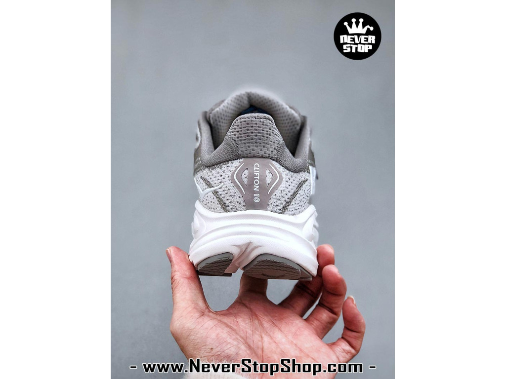 Giày thể thao chạy bộ Hoka Clifton 10 Xám Trắng nam nữ chuyên thể thao replica 1:1 like auth real chính hãng giá rẻ tốt nhất tại NeverStopShop.com HCM