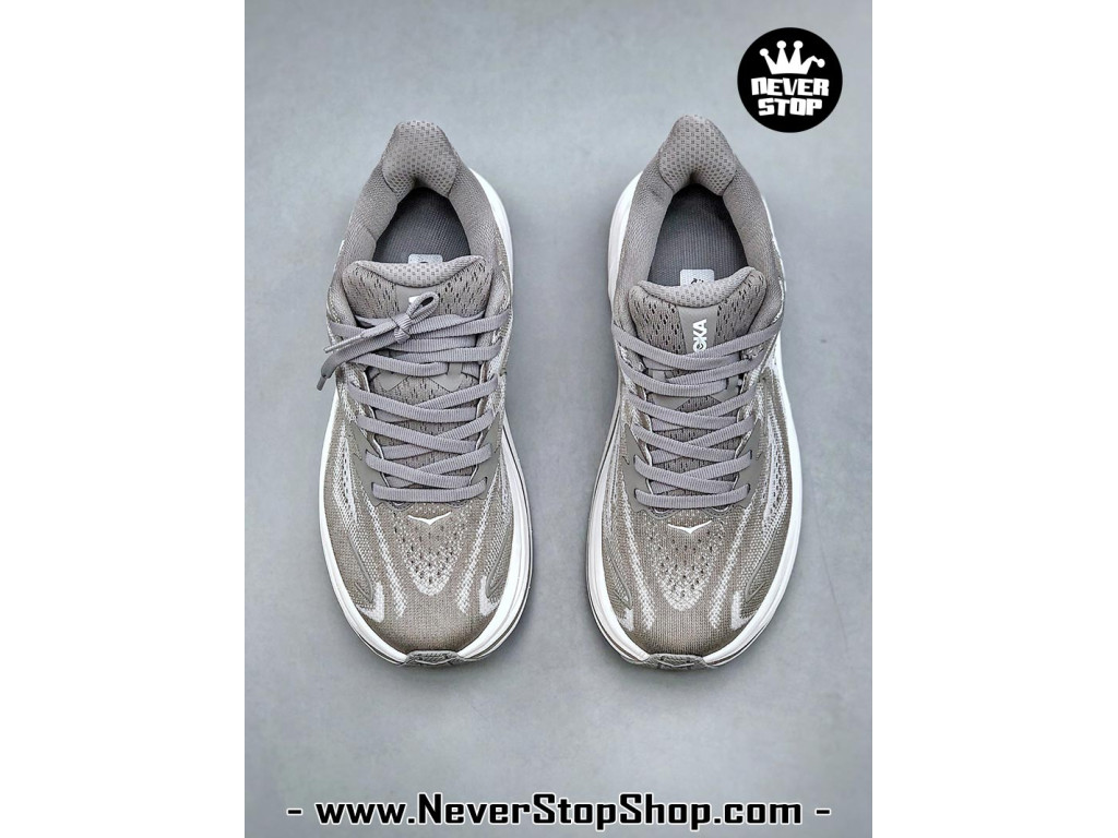 Giày thể thao chạy bộ Hoka Clifton 10 Xám Trắng nam nữ chuyên thể thao replica 1:1 like auth real chính hãng giá rẻ tốt nhất tại NeverStopShop.com HCM