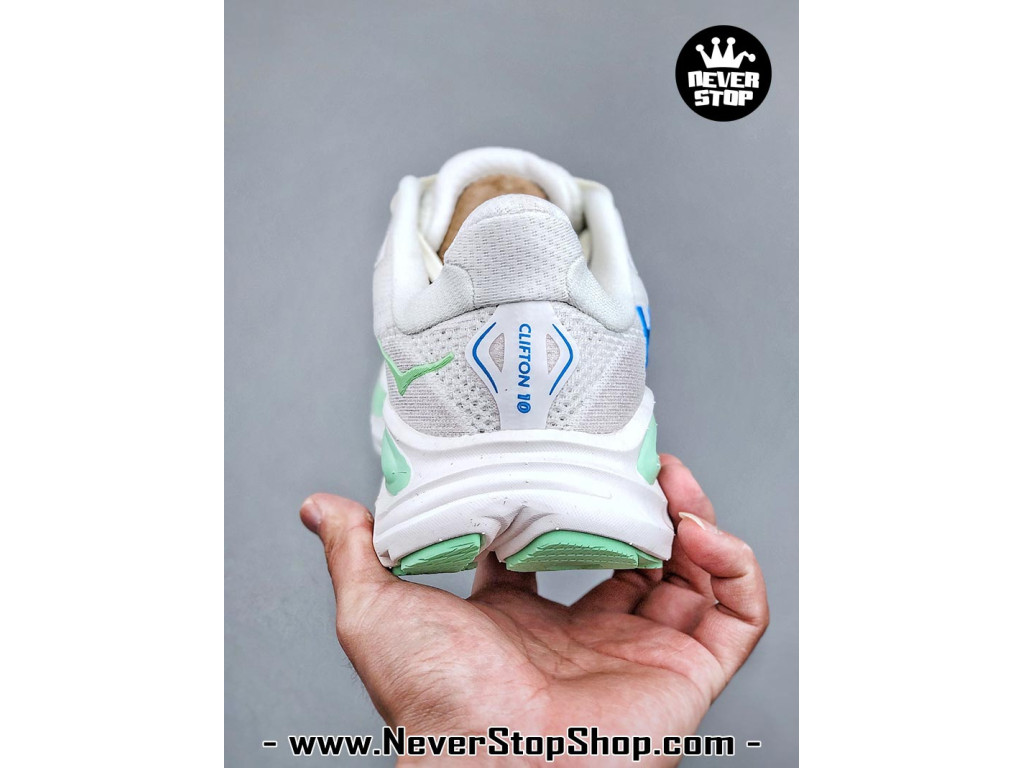 Giày thể thao chạy bộ Hoka Clifton 10 Trắng Xanh Ngọc nam nữ chuyên thể thao replica 1:1 like auth real chính hãng giá rẻ tốt nhất tại NeverStopShop.com HCM