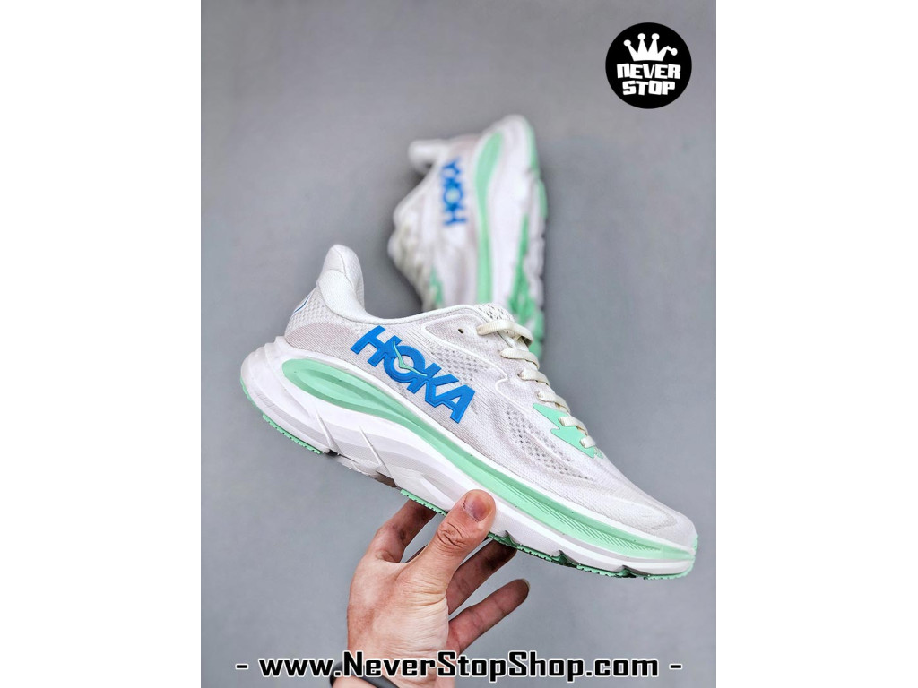 Giày thể thao chạy bộ Hoka Clifton 10 Trắng Xanh Ngọc nam nữ chuyên thể thao replica 1:1 like auth real chính hãng giá rẻ tốt nhất tại NeverStopShop.com HCM