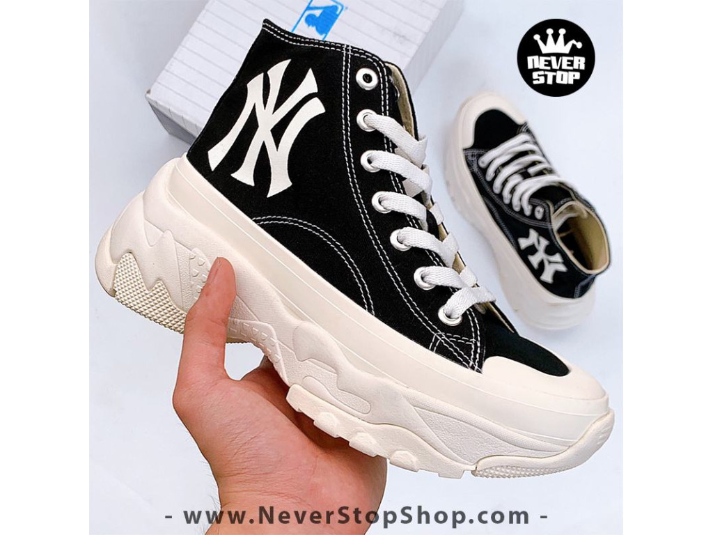 Giày MLB chính hãng MLB Chunky High cổ cao màu đen logo trắng hàng new  real 100 check ra FAKE hoàn X3  Shopee Việt Nam