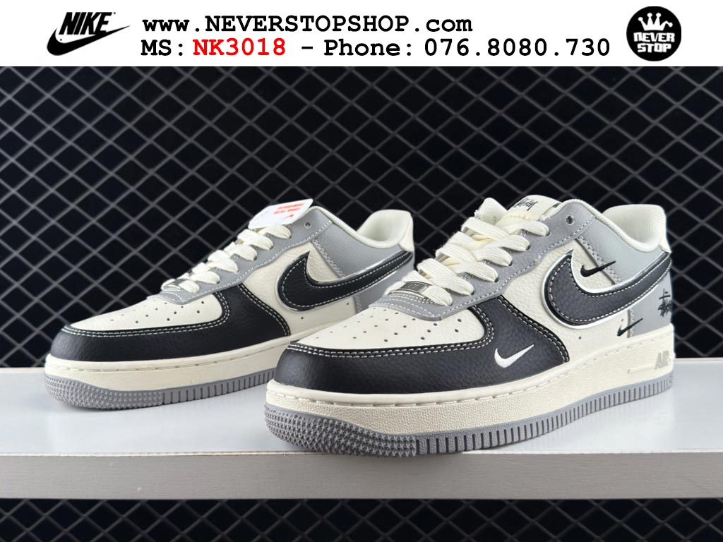 Giày Nike Air Force 1 AF1 Low Đen Trắng Xám giá tốt hàng chuẩn chất lượng cao loại đẹp replica 1:1 real tại NeverStopShop.com HCM