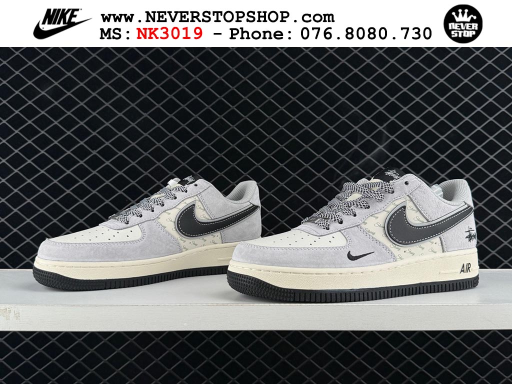 Giày Nike Air Force 1 AF1 Low Xám Đen Trắng giá tốt hàng chuẩn chất lượng cao loại đẹp replica 1:1 real tại NeverStopShop.com HCM