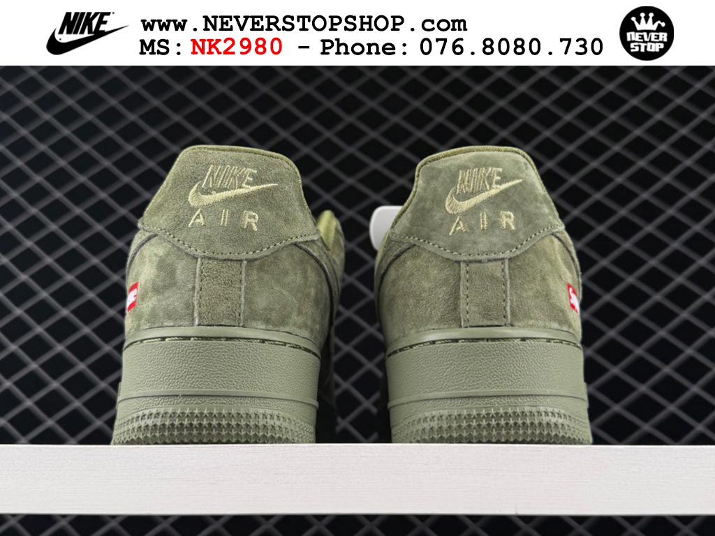 Giày Nike Air Force 1 AF1 Low Xanh Oliu Đỏ giá tốt hàng chuẩn chất lượng cao loại đẹp replica 1:1 real tại NeverStopShop.com HCM