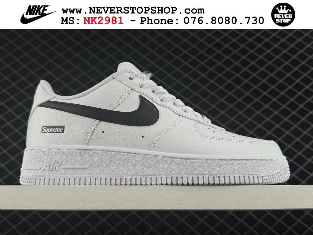 Giày sneaker Nike Air Force 1 Trắng Đen cổ thấp hàng siêu cấp 1:1 chuẩn chính hãng giá rẻ tại NeverStopShop.com Giày Nike Air Force 1 AF1 Low Trắng Đen giá tốt hàng chuẩn chất lượng cao loại đẹp replica 1:1 real tại NeverStopShop.com HCM