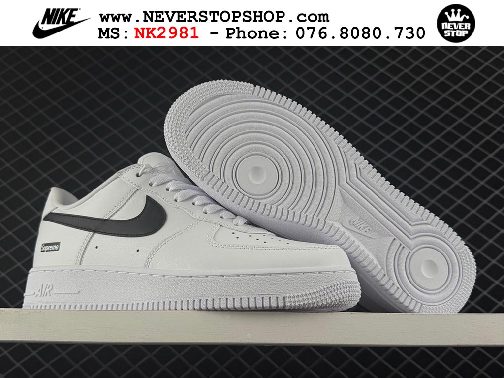 Giày sneaker Nike Air Force 1 Trắng Đen cổ thấp hàng siêu cấp 1:1 chuẩn chính hãng giá rẻ tại NeverStopShop.com Giày Nike Air Force 1 AF1 Low Trắng Đen giá tốt hàng chuẩn chất lượng cao loại đẹp replica 1:1 real tại NeverStopShop.com HCM