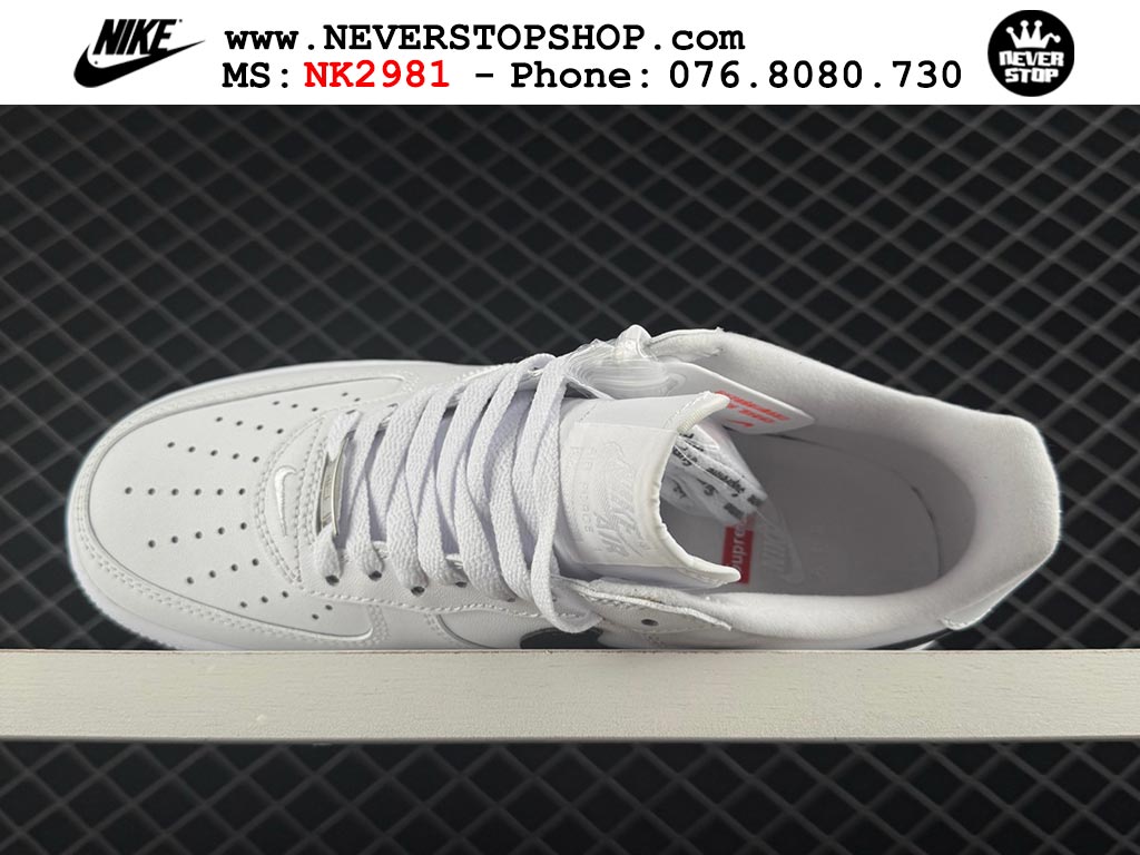 Giày sneaker Nike Air Force 1 Trắng Đen cổ thấp hàng siêu cấp 1:1 chuẩn chính hãng giá rẻ tại NeverStopShop.com Giày Nike Air Force 1 AF1 Low Trắng Đen giá tốt hàng chuẩn chất lượng cao loại đẹp replica 1:1 real tại NeverStopShop.com HCM
