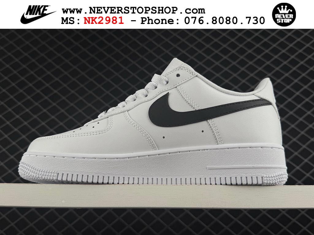 Giày sneaker Nike Air Force 1 Trắng Đen cổ thấp hàng siêu cấp 1:1 chuẩn chính hãng giá rẻ tại NeverStopShop.com Giày Nike Air Force 1 AF1 Low Trắng Đen giá tốt hàng chuẩn chất lượng cao loại đẹp replica 1:1 real tại NeverStopShop.com HCM