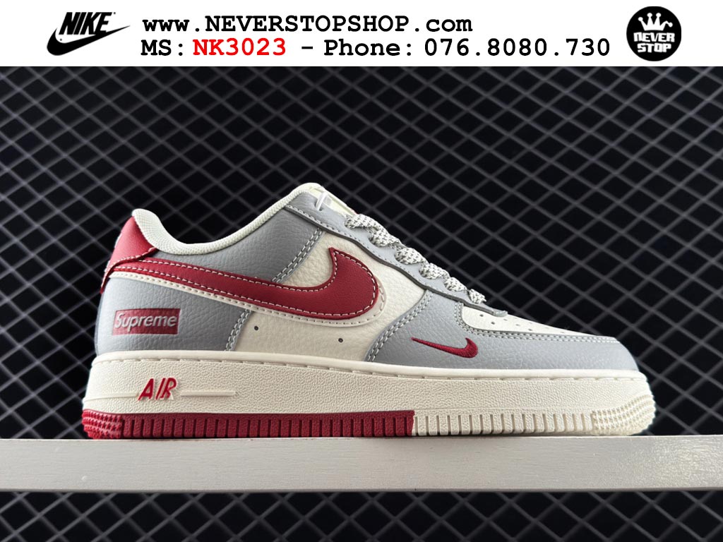 Giày Nike Air Force 1 AF1 Low Trắng Xám Đỏ giá tốt hàng chuẩn chất lượng cao loại đẹp replica 1:1 real tại NeverStopShop.com HCM