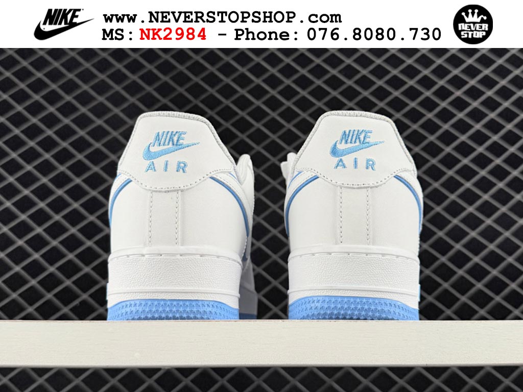Giày Nike Air Force 1 AF1 Low Trắng Xanh Da Trời giá tốt hàng chuẩn chất lượng cao loại đẹp replica 1:1 real tại NeverStopShop.com HCM