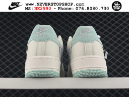 Giày sneaker Nike Air Force 1 Trắng Xanh Ngọc cổ thấp hàng siêu cấp 1:1 chuẩn chính hãng giá rẻ tại NeverStopShop.com Giày Nike Air Force 1 AF1 Low Trắng Xanh Ngọc giá tốt hàng chuẩn chất lượng cao loại đẹp replica 1:1 real tại NeverStopShop.com HCM