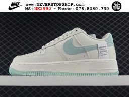 Giày sneaker Nike Air Force 1 Trắng Xanh Ngọc cổ thấp hàng siêu cấp 1:1 chuẩn chính hãng giá rẻ tại NeverStopShop.com Giày Nike Air Force 1 AF1 Low Trắng Xanh Ngọc giá tốt hàng chuẩn chất lượng cao loại đẹp replica 1:1 real tại NeverStopShop.com HCM