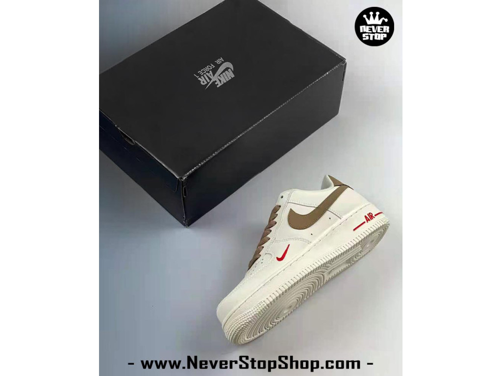 Giày Nike Air Force 1 AF1 Low Trắng Nâu giá tốt hàng chuẩn chất lượng cao loại đẹp replica 1:1 real tại NeverStopShop.com HCM