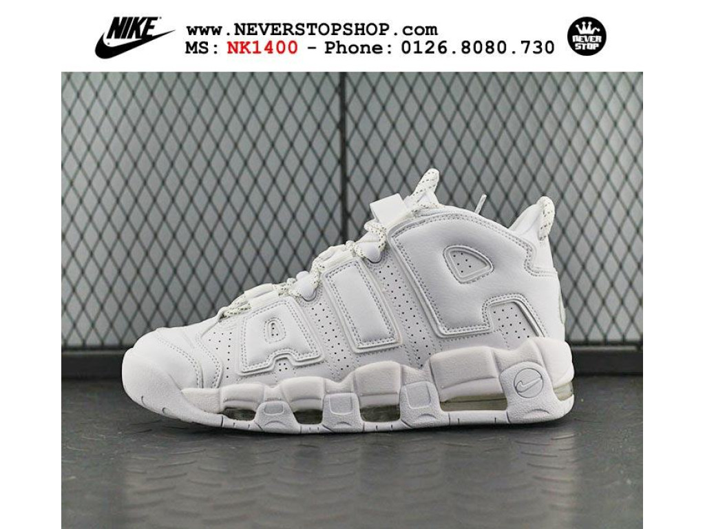 Giày Nike Air More Uptempo All White nam nữ hàng chuẩn sfake replica 1:1 real chính hãng giá rẻ tốt nhất tại NeverStopShop.com HCM