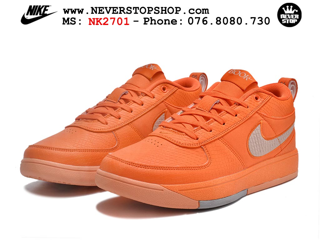 Giày bóng rổ cổ thấp Nike Book 1 Cam Xám nam nữ chuyên outdoor replica 1:1 like auth real chính hãng giá rẻ tốt nhất tại NeverStopShop.com HCM