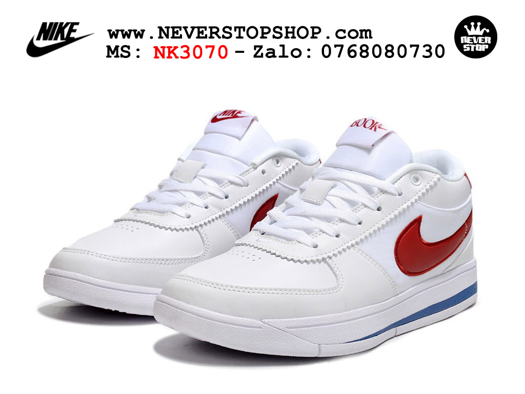 Giày bóng rổ cổ thấp Nike Book 1 Trắng Đỏ nam nữ chuyên outdoor replica 1:1 like auth real chính hãng giá rẻ tốt nhất tại NeverStopShop.com HCM