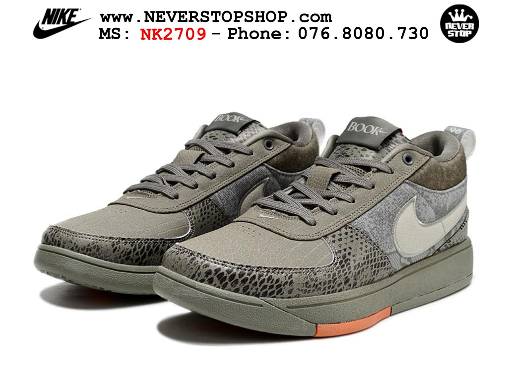 Giày bóng rổ cổ thấp Nike Book 1 Xám Cam nam nữ chuyên outdoor replica 1:1 like auth real chính hãng giá rẻ tốt nhất tại NeverStopShop.com HCM