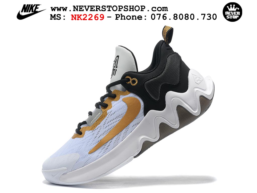 Giày bóng rổ cổ thấp Nike Giannis Immortality 2 Trắng Vàng chuyên indoor outdoor replica 1:1 real chính hãng giá rẻ tốt nhất tại NeverStop Sneaker Shop Hồ Chí Minh