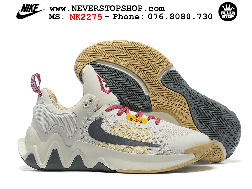 Giày bóng rổ cổ thấp Nike Giannis Immortality 2 Trắng Xám chuyên indoor outdoor replica 1:1 real chính hãng giá rẻ tốt nhất tại NeverStop Sneaker Shop Hồ Chí Minh