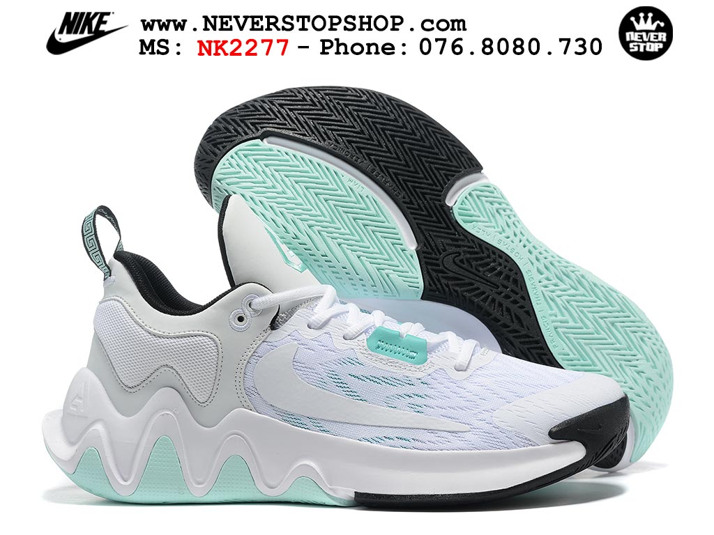 Giày bóng rổ cổ thấp Nike Giannis Immortality 2 Trắng Xanh chuyên indoor outdoor replica 1:1 real chính hãng giá rẻ tốt nhất tại NeverStop Sneaker Shop Hồ Chí Minh