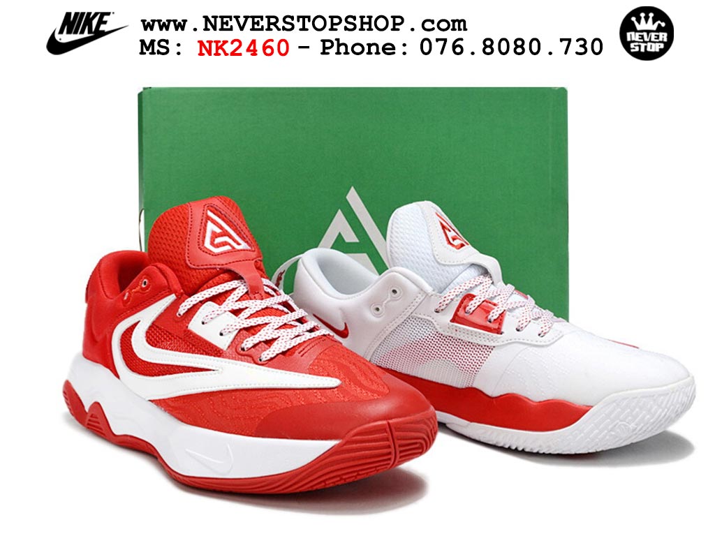 Giày bóng rổ cổ thấp Nike Giannis Immortality 3 Đỏ Trắng chuyên indoor outdoor replica 1:1 real chính hãng giá rẻ tốt nhất tại NeverStop Sneaker Shop Hồ Chí Minh